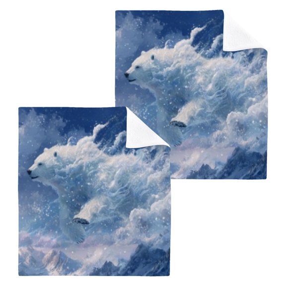 BZSMCE Towel Cotton Face Towel Soft Hand Towels Fashion Wave Polar Bear Pattern