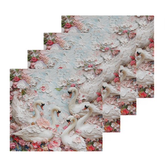 BZSMCE Towel Cotton Face Towel Soft Hand Towels Fashion White Swans Pattern