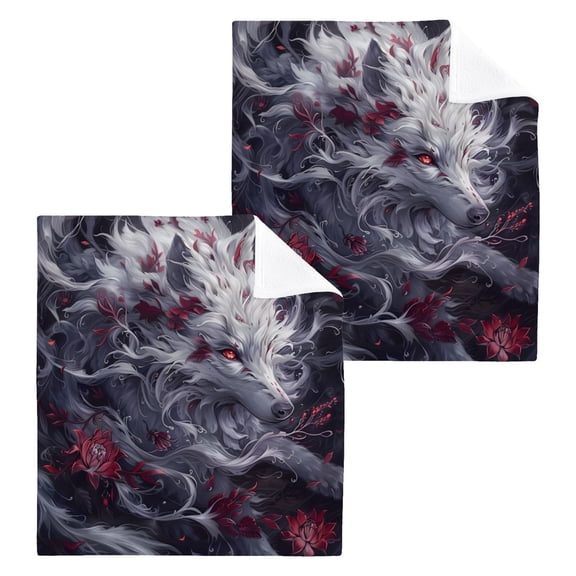 BZSMCE Towel Cotton Face Towel Soft Hand Towels Fashion Wolf Red Flower Pattern