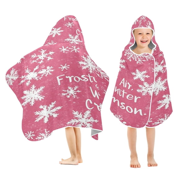 YAZAOO Towels Kids Hooded Beach Towel Crimson Snowflake Dreams Pool Bath Towel Soft