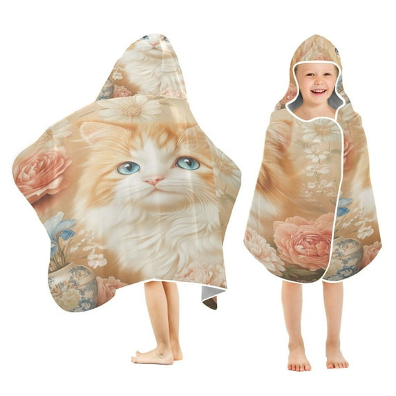 YAZAOO Towels Kids Hooded Beach Towel Fluffy Companion with Blooms Pool Bath Towel Soft