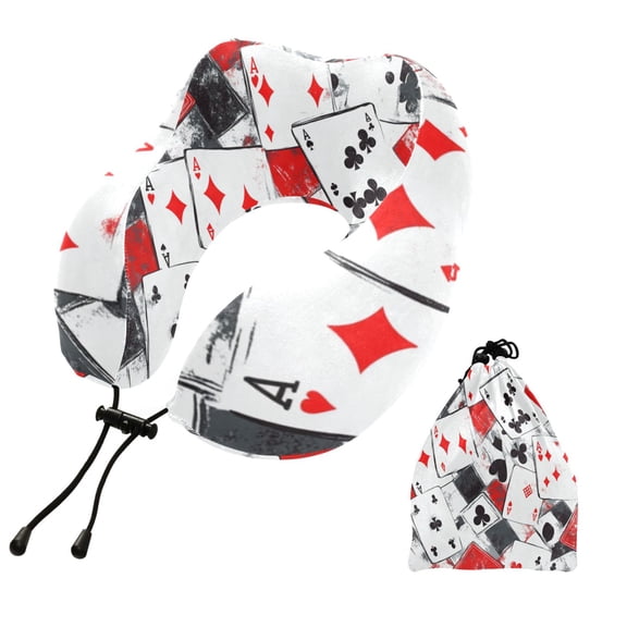 BZSMCE Travel Pillow Card Game Chaos Pattern 10.5x9.5x6in