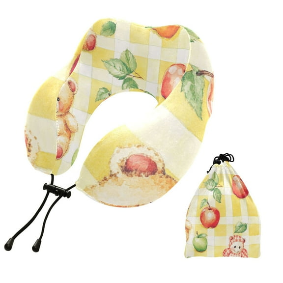 BZSMCE Travel Pillow Charming Bears in A Fruit Patch Pattern 10.5x9.5x6in