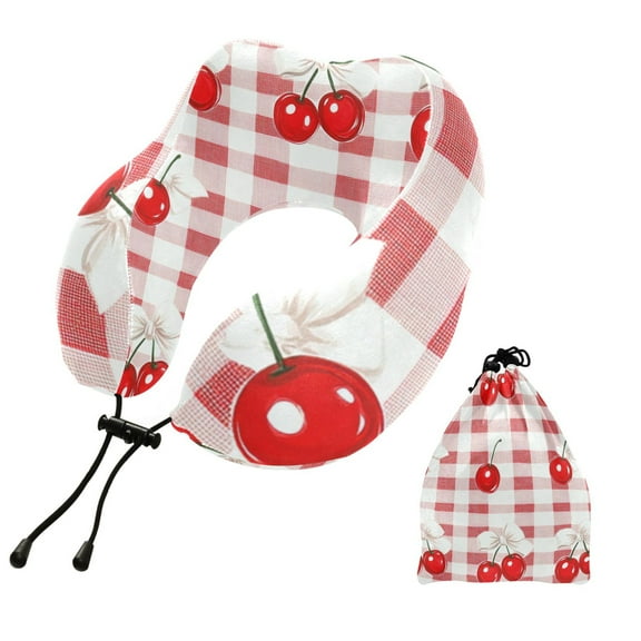 BZSMCE Travel Pillow Cherry Picnic Delight Pattern 10.5x9.5x6in