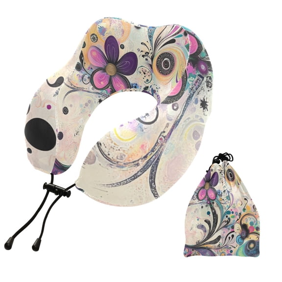 BZSMCE Travel Pillow Cosmic Floral Dance Pattern 10.5x9.5x6in