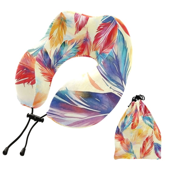 BZSMCE Travel Pillow Feathered Whimsy Pattern 10.5x9.5x6in