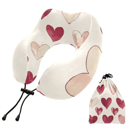 BZSMCE Travel Pillow Heartfelt Patterns Of Love Pattern 10.5x9.5x6in