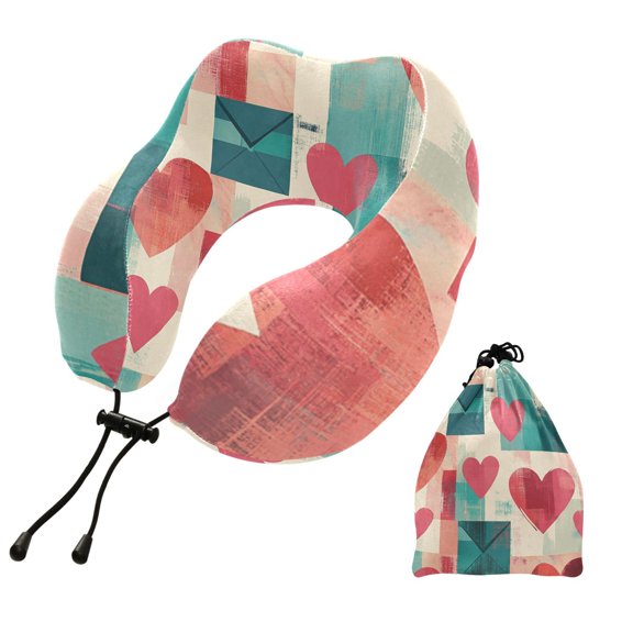 BZSMCE Travel Pillow Romantic Notes Pattern 10.5x9.5x6in