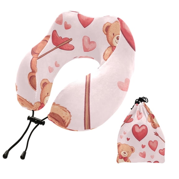 BZSMCE Travel Pillow Sweetheart Bears Pattern 10.5x9.5x6in