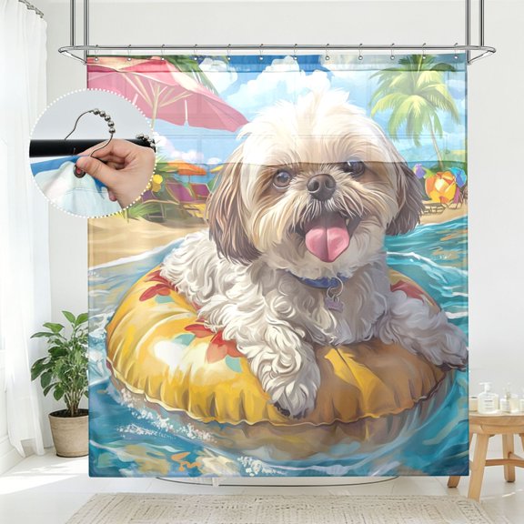 BZSMCE Tropical Float Buddy Pattern Bathroom Shower Curtain Set with Hooks Waterproof Double Layer Fabric 7278 Inch