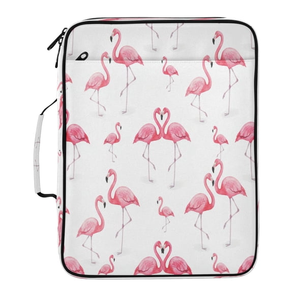 BZSMCE Tropical Pink Flamingos Watercolor(1) Pattern Water-Resistant Filing Folder Binder Organizer Keeper 1.2 Inch 3-Ring 7-Pocket Expanding File