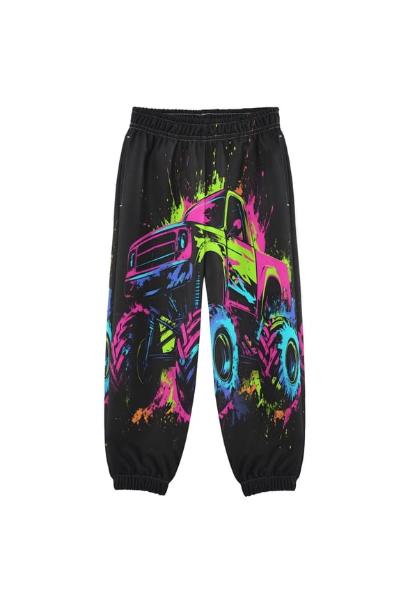 BZSMCE Truck Print Elastic Waist Jogger Pants Lightweight Wind Resistant Casual Athletic Trousers with Cuffed Ankles & Side Pockets