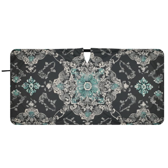 BZSMCE Turquoise Moroccan Tile Shade Foldable UV Protection for Car SUV Truck 59" x 30"/62" x 32"