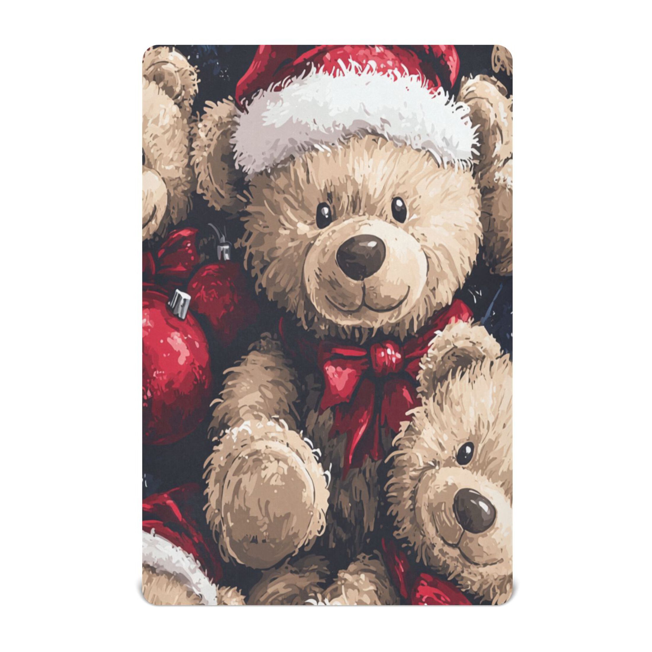 BZSMCE Ultra Soft Fitted Microfiber Crib Sheets for Newborn Baby Boys Girls Bears Christmas Ornaments Design Cute Pattern