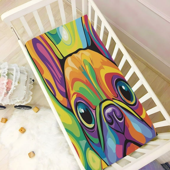 BZSMCE Ultra Soft Fitted Microfiber Crib Sheets for Newborn Baby Boys Girls Colorful Dog Illustration Design Cute Pattern