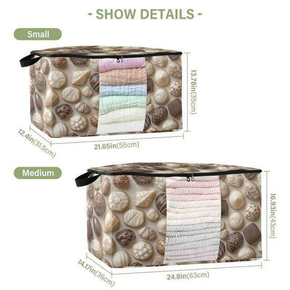 BZSMCE Under Bed Storage Bags With Reinforced Handles Assorted White and Milk Chocolates Underbed Storage