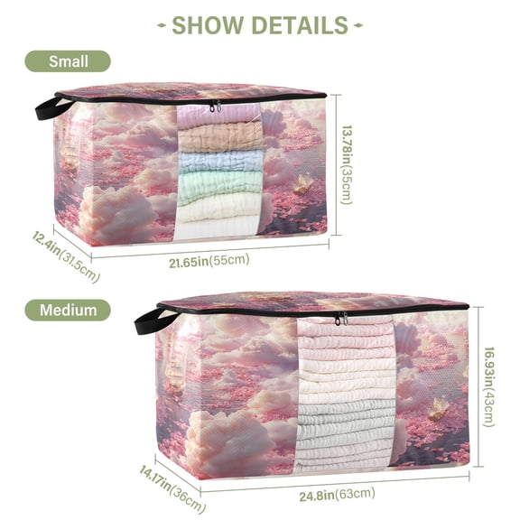 BZSMCE Under Bed Storage Bags With Reinforced Handles Boat Of Flower Pattern Underbed Storage