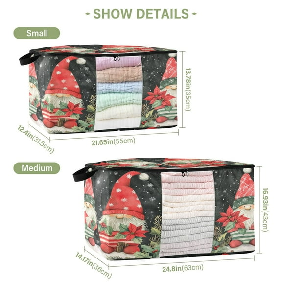 BZSMCE Under Bed Storage Bags With Reinforced Handles Chrismas Dwarf Underbed Storage