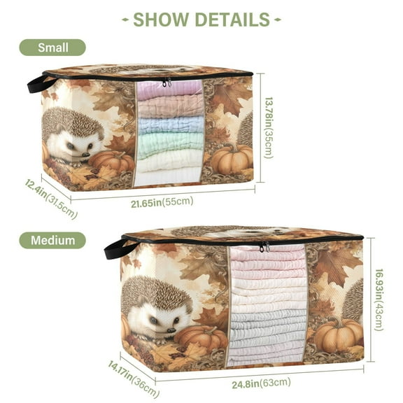 BZSMCE Under Bed Storage Bags With Reinforced Handles Cute Little Hedgehog Underbed Storage