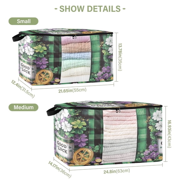 BZSMCE Under Bed Storage Bags With Reinforced Handles Drawing Vase Pattern Underbed Storage
