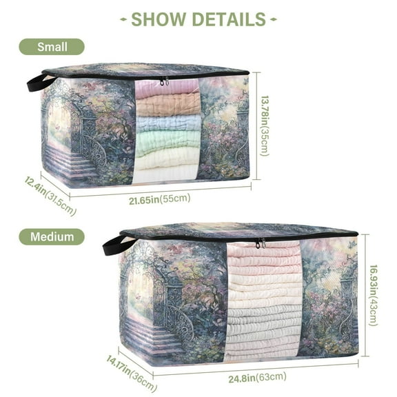 BZSMCE Under Bed Storage Bags With Reinforced Handles Enchanted Garden with Butterflies-413f-4164-8d4b-05905283a3e4 Underbed Storage