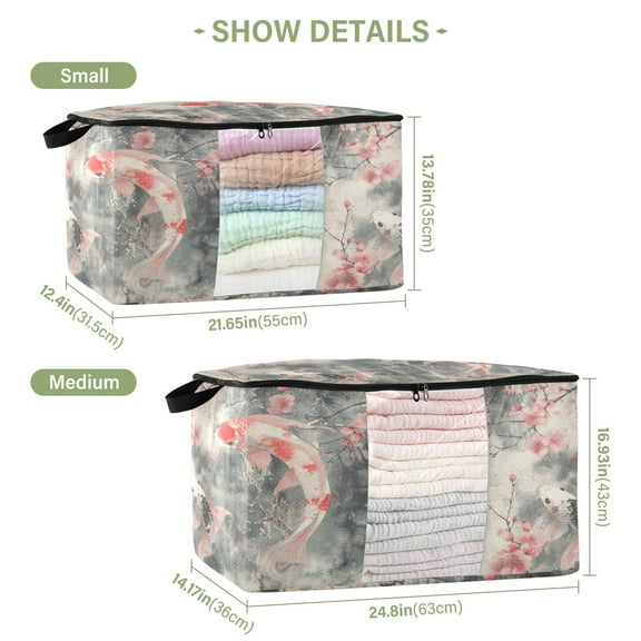 BZSMCE Under Bed Storage Bags With Reinforced Handles Goldfishs Underbed Storage