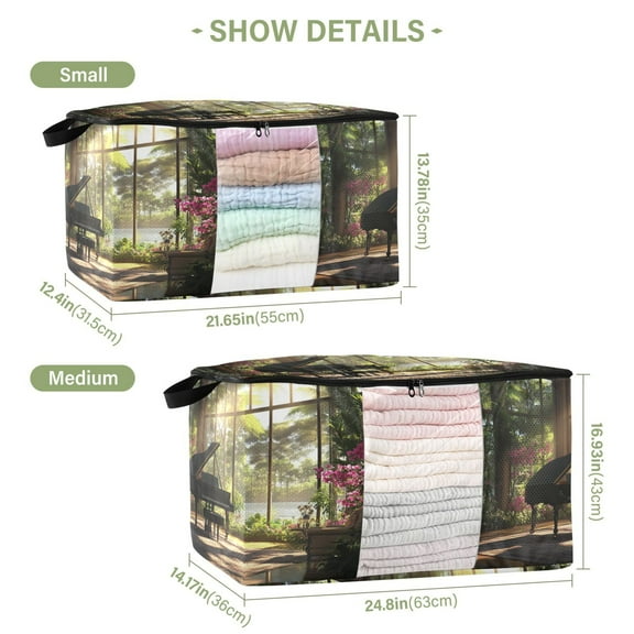 BZSMCE Under Bed Storage Bags With Reinforced Handles Grand Piano in Sunlit Room Underbed Storage