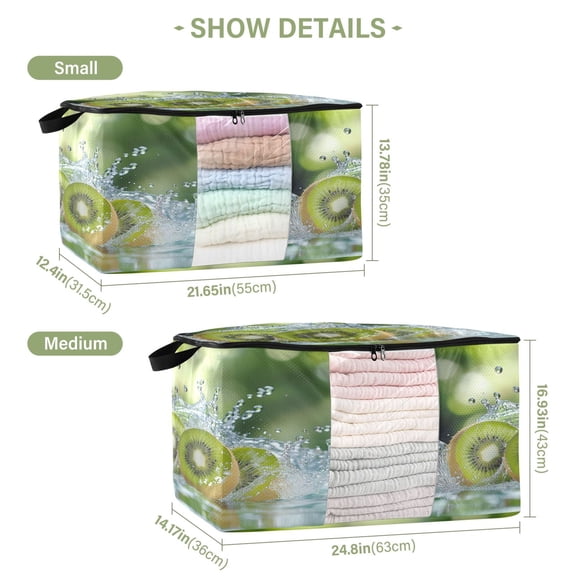 BZSMCE Under Bed Storage Bags With Reinforced Handles Kiwi Fall Into Water Underbed Storage