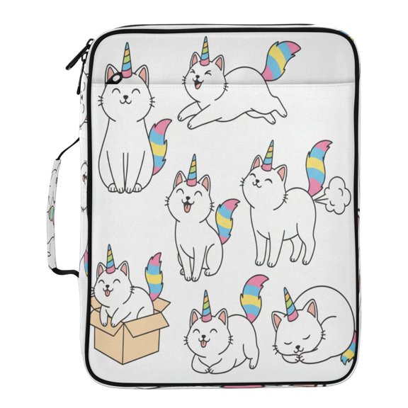 BZSMCE Unicorn Cat Pattern Water-Resistant Filing Folder Binder Organizer Keeper 1.2 Inch 3-Ring 7-Pocket Expanding File