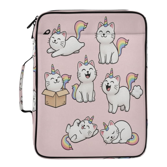 BZSMCE Unicorn Cat Pattern Water-Resistant Filing Folder Binder Organizer Keeper 1.2 Inch 3-Ring 7-Pocket Expanding File