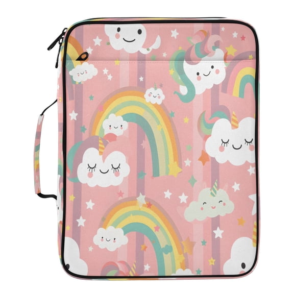BZSMCE Unicorn Clouds Rainbow Pattern Pattern Water-Resistant Filing Folder Binder Organizer Keeper 1.2 Inch 3-Ring 7-Pocket Expanding File