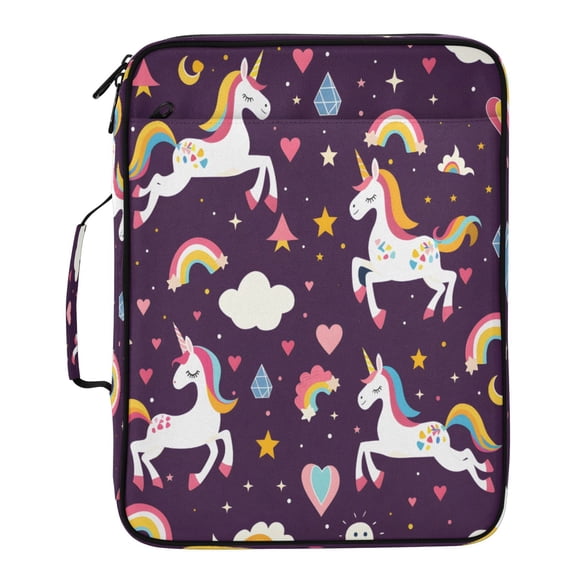 BZSMCE Unicorn Decorated Rainbow Pattern Pattern Water-Resistant Filing Folder Binder Organizer Keeper 1.2 Inch 3-Ring 7-Pocket Expanding File