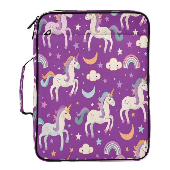 BZSMCE Unicorn Rainbow Clouds Pattern Pattern Water-Resistant Filing Folder Binder Organizer Keeper 1.2 Inch 3-Ring 7-Pocket Expanding File