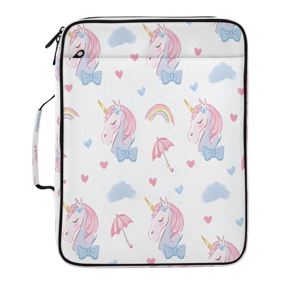 BZSMCE Unicorn Rainbow Umbrella Pattern Pattern Water-Resistant Filing Folder Binder Organizer Keeper 1.2 Inch 3-Ring 7-Pocket Expanding File