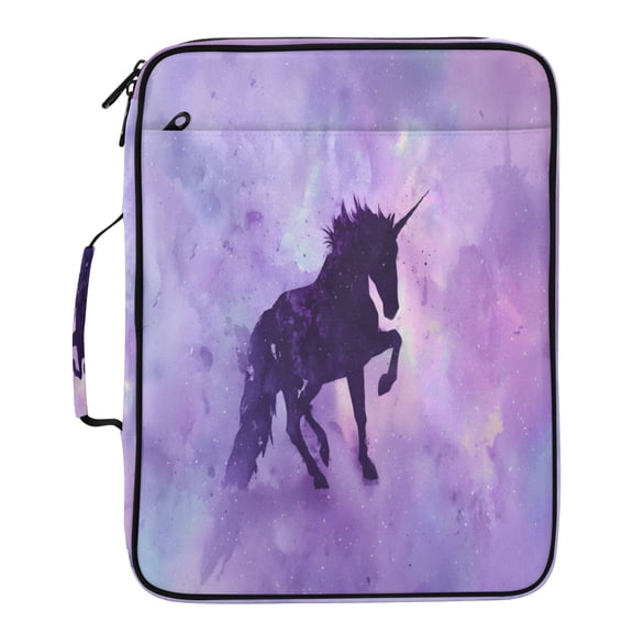 BZSMCE A Unicorn Stands Alone Against The Backdrop Of A Purple Nebula Pattern Water-Resistant Filing Folder Binder Organizer Keeper 1.2 Inch 3-Ring 7-Pocket Expanding File