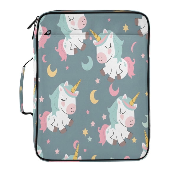 BZSMCE Unicorn Star Moon Pattern Pattern Water-Resistant Filing Folder Binder Organizer Keeper 1.2 Inch 3-Ring 7-Pocket Expanding File