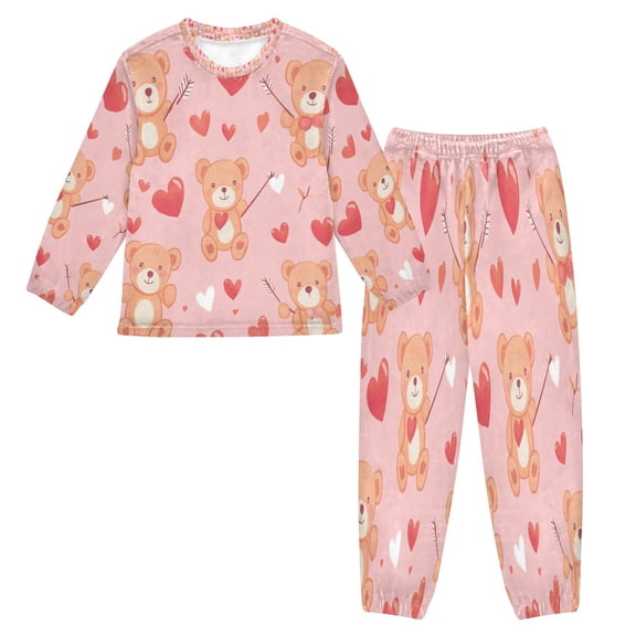 BZSMCE Unisex Fluffy Pajama Set Cupid's Bears Printed
