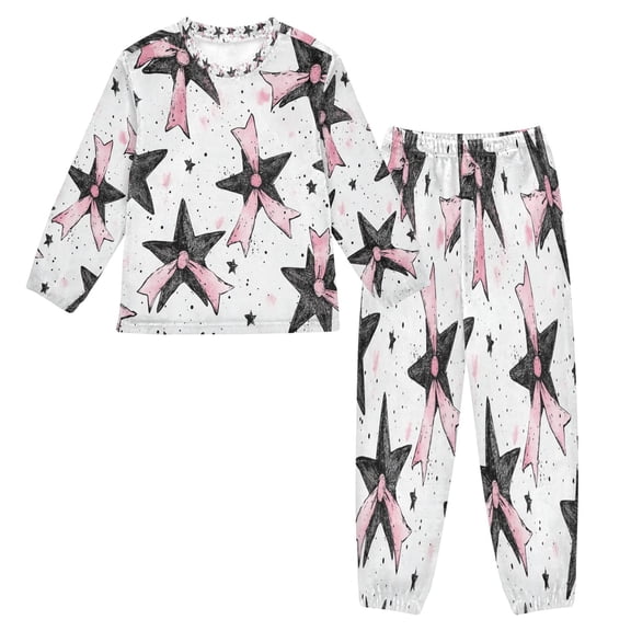 BZSMCE Unisex Fluffy Pajama Set Glittering Stars Printed