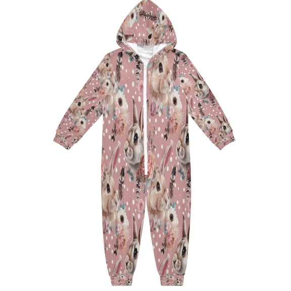 BZSMCE Unisex One-piece Pajama Cotton Sleepwear Baby Bunny Head Pattern Printed