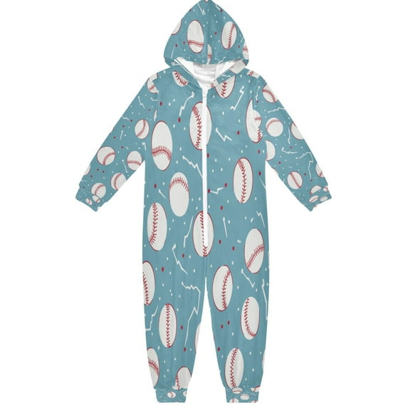 BZSMCE Unisex One-piece Pajama Cotton Sleepwear Baseball Blitz Printed