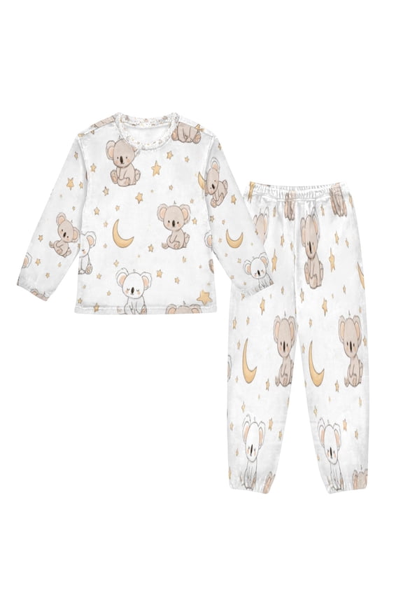 Unisex Fluffy Pajama Set Koala Starry Night Whimsy Printed