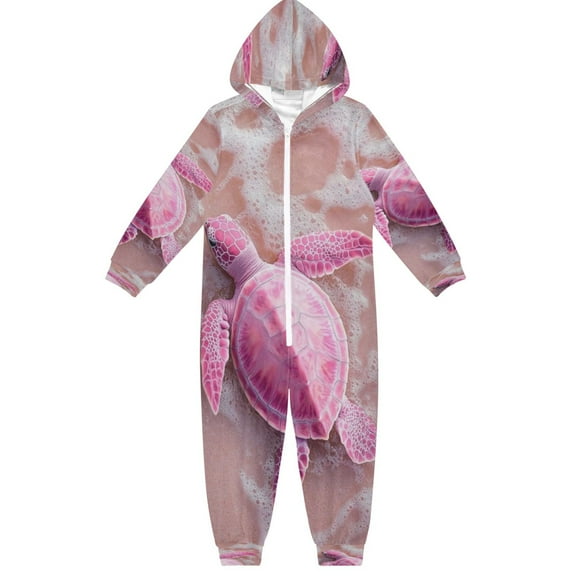 BZSMCE Unisex One-piece Pajama Cotton Sleepwear Blush Turtle Printed