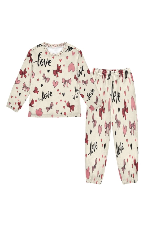 Unisex Fluffy Pajama Set Butterfly & Bow Medley Printed