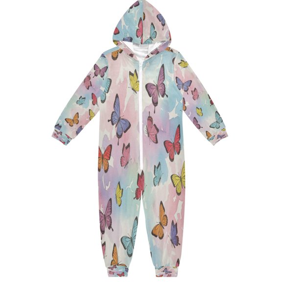 BZSMCE Unisex One-piece Pajama Cotton Sleepwear Butterflies Colorful Butterfly Printed