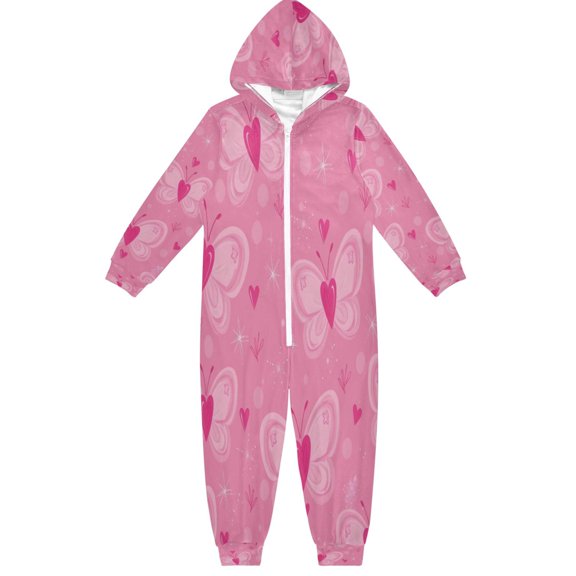BZSMCE Unisex One-piece Pajama Cotton Sleepwear Butterfly Heart Printed