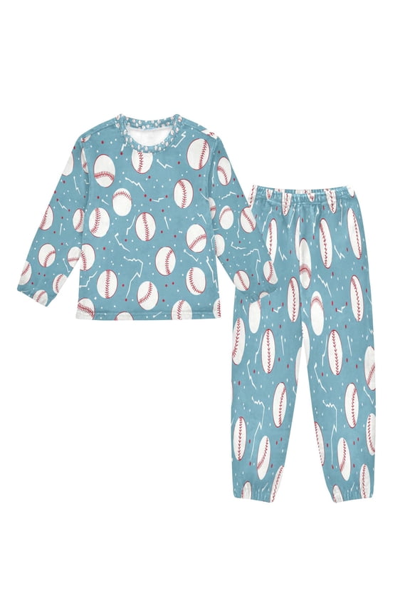 Unisex Fluffy Pajama Set Baseball Blitz Printed