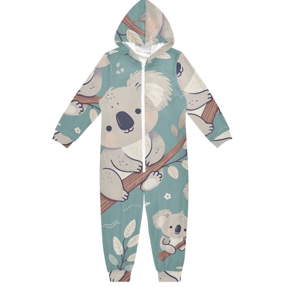 BZSMCE Unisex One-piece Pajama Cotton Sleepwear Cute Koala Bear and Baby on Branch Printed