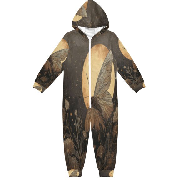 BZSMCE Unisex One-piece Pajama Cotton Sleepwear Goldlight Butterfly Printed