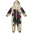 thumbnail image 1 of BZSMCE Unisex One-piece Pajama Cotton Sleepwear Gothic Red Floral Drizzle Printed, 1 of 8