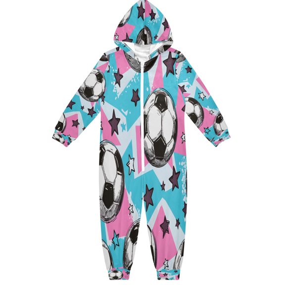 BZSMCE Unisex One-piece Pajama Cotton Sleepwear Hand Drawn Baseball Printed